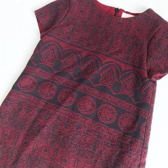 Zara maroon black textured shift dress EUC 7Y - Picture 2 of 2